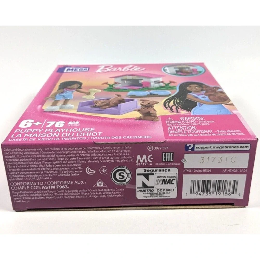 MEGA‎ Barbie Puppy Playhouse 76 Pcs Building Set Ages 6+ HTK08 Mattel Sealed